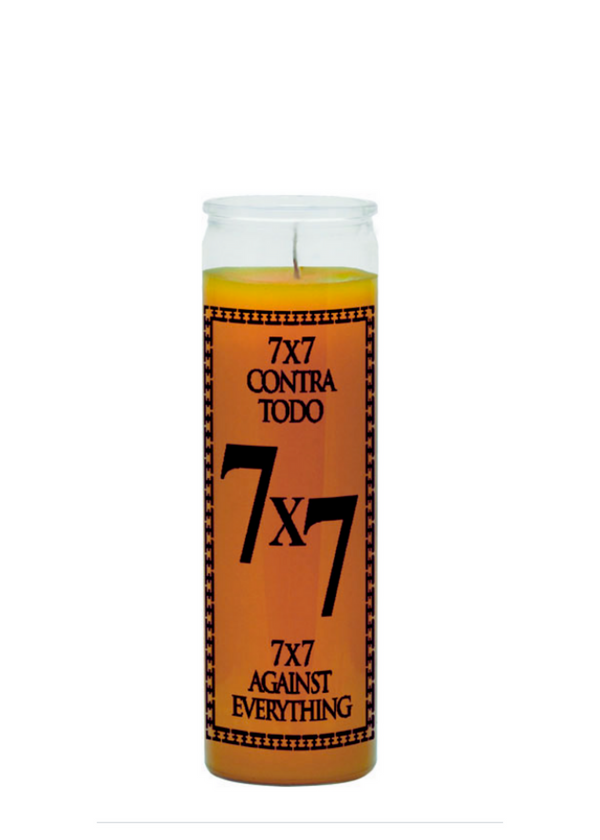 7x7 Contra Todo Yellow 7-Day Candle glass jar candle for protection rituals, luck work, and spiritual use.