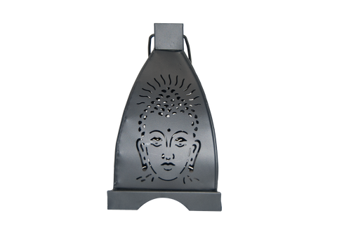 Candle Lantern - Buddha, Black 4.5" x 8"