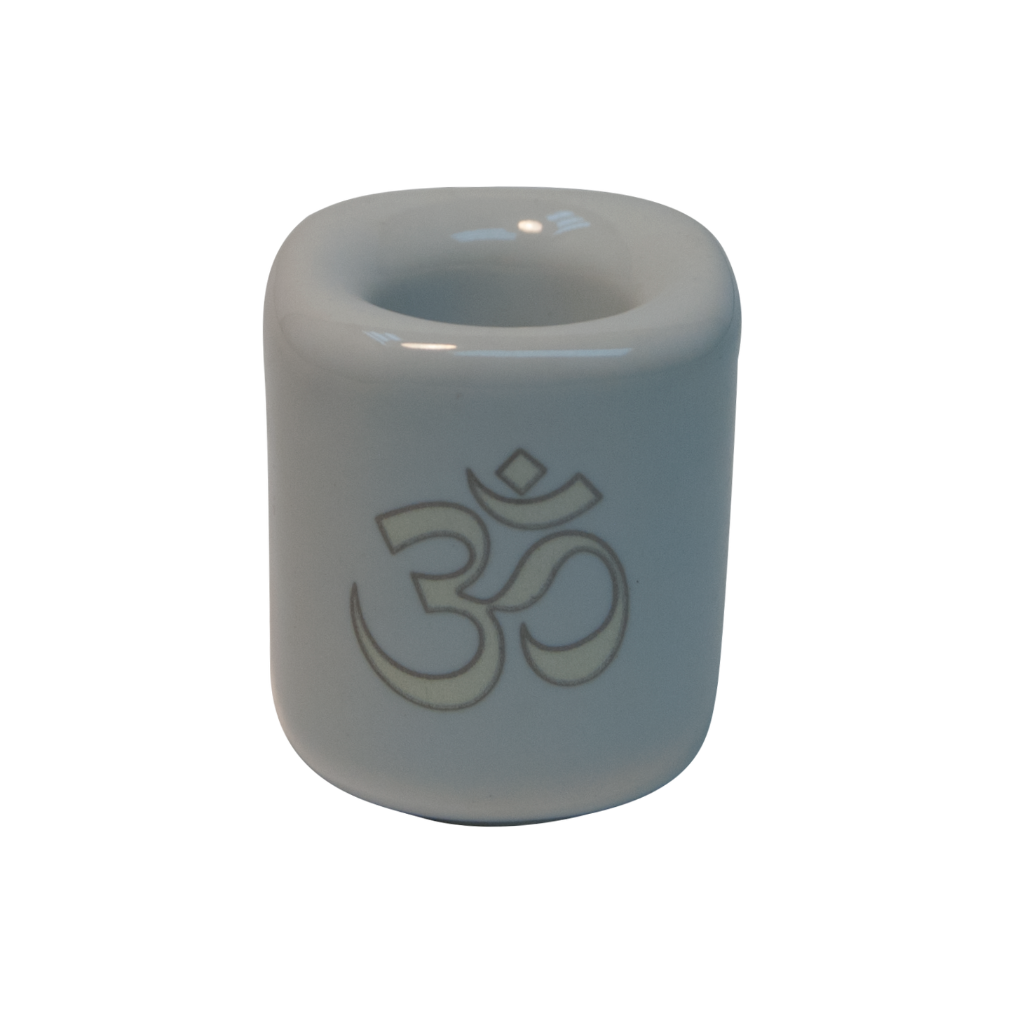 Chime Candle Holder - White With Silver Om
