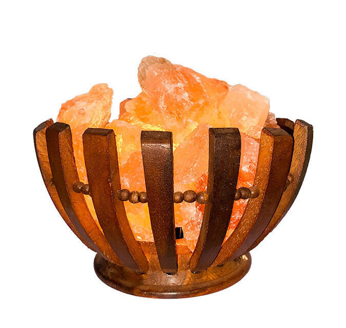 Wood Bowl Himalayan Salt Lamp