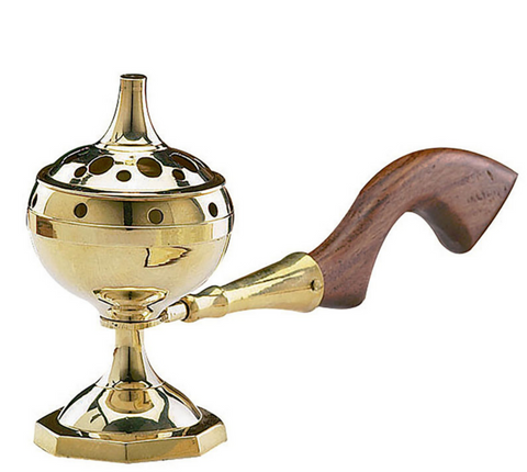 Brass Censer Burner with Wood Handle