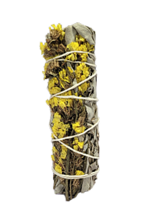 Yellow Sinuata with White Sage Smudge Sticks 3-4 inches