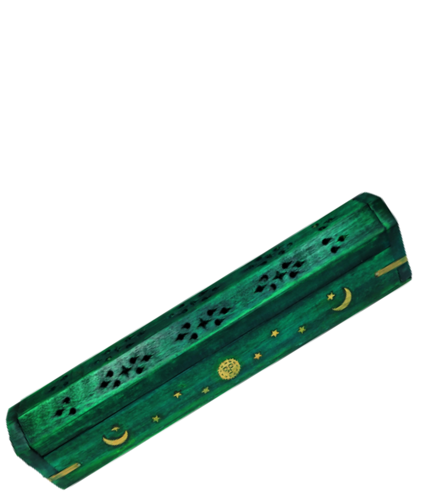 Wooden Coffin Box Incense Burner, Green