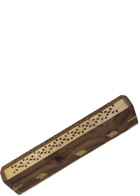 Wooden Coffin Box Incense Burner, Brown