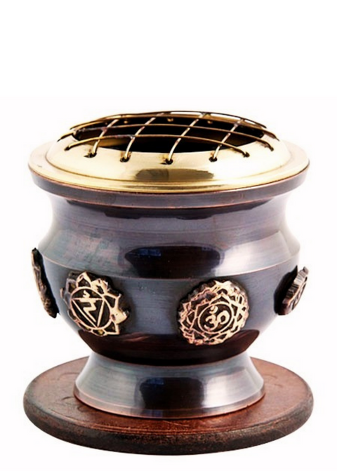 Bronze seven chakra Resin & Cone Incense Burner Bowl