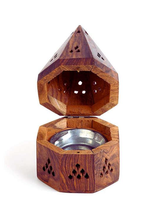 5 Inch Temple Wooden Charcoal/Cone Burner