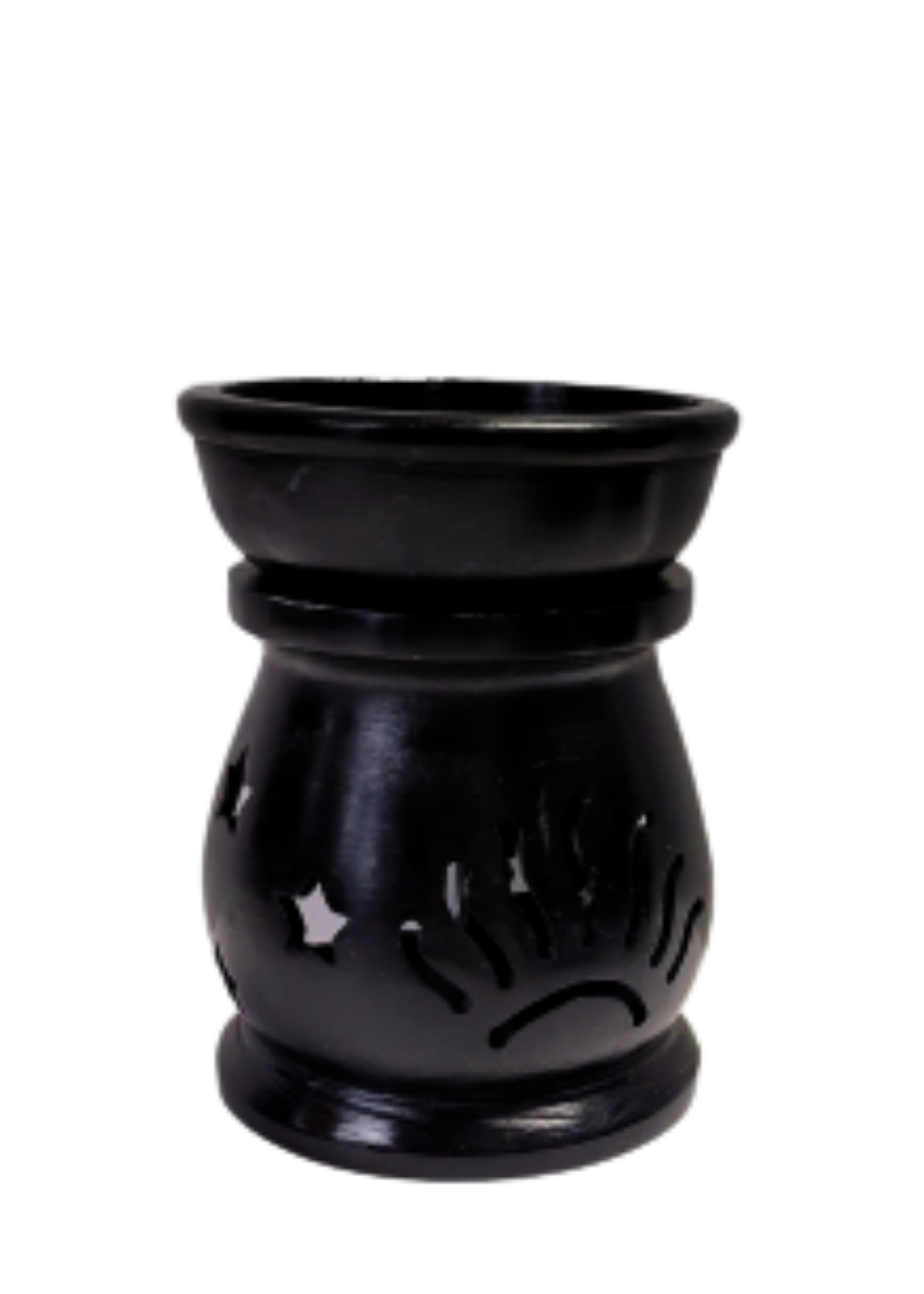 Black Soapstone Tea Light Candle Oil Burner-4"