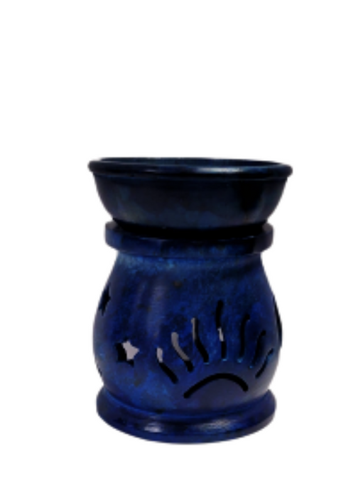 Blue Soapstone Tea Light Candle Oil Burner-4"
