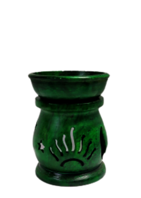 Green Soapstone Tea Light Candle Oil Burner-4"