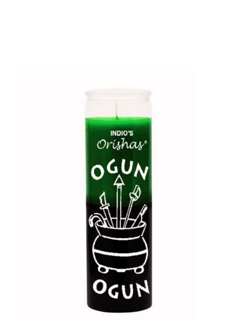OGUN-ORISHAS Green / Black  7 DAY CANDLE