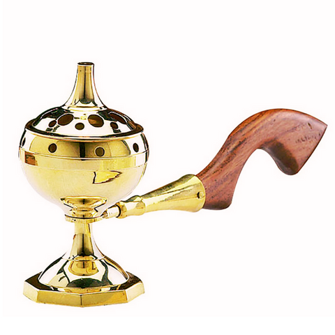 BRASS LONG HANDLED INCENSE BURNER--7 Inches