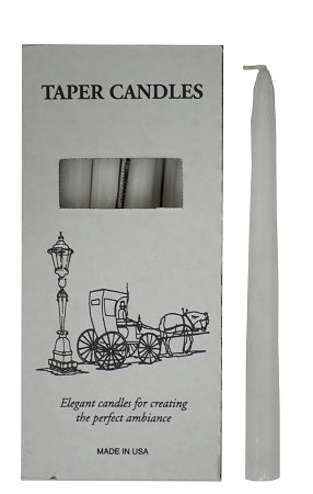White Tapers 10" Candle, Box of 12
