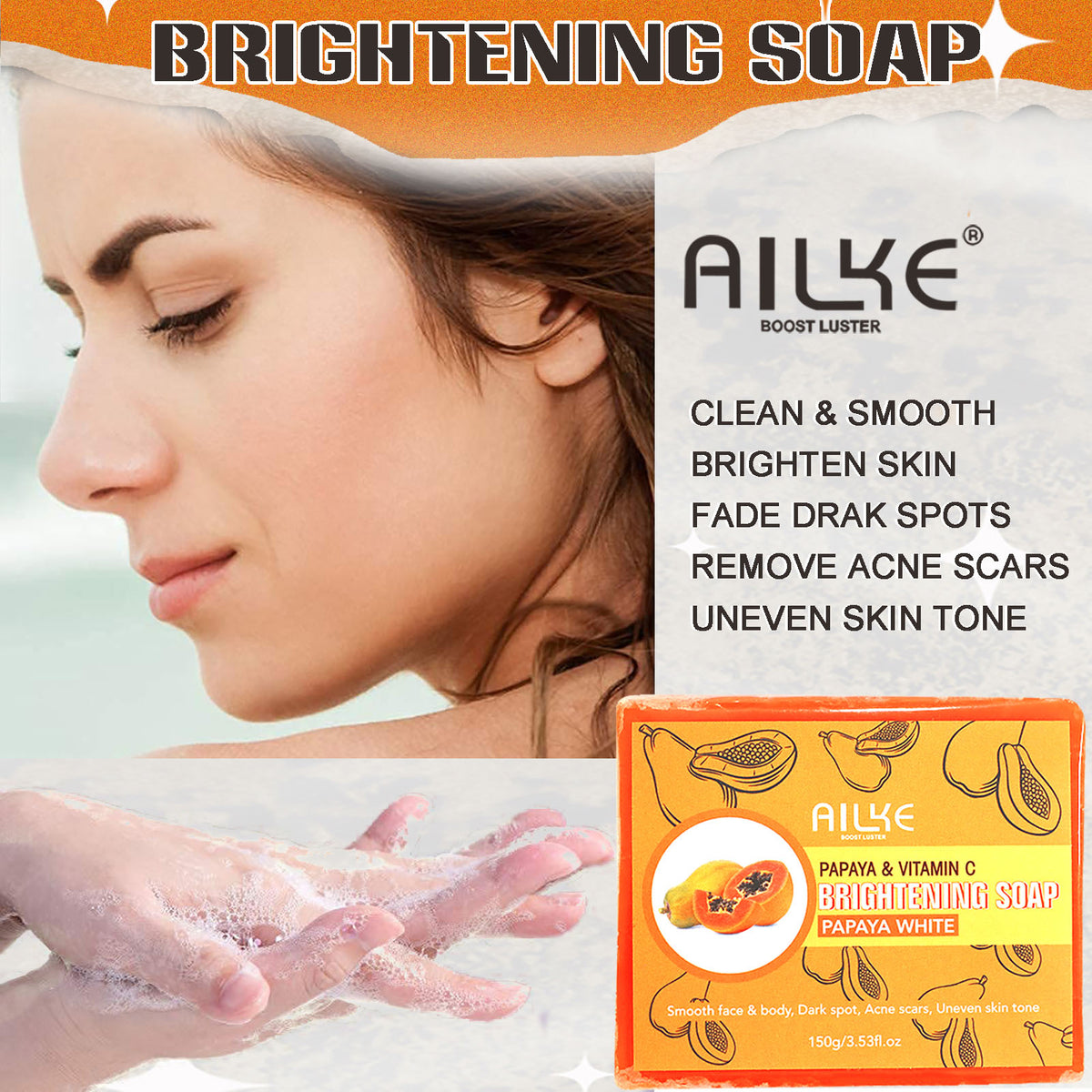 AILKE Double Glutathione Whitening Skin Care cream packaging label with ingredient details.