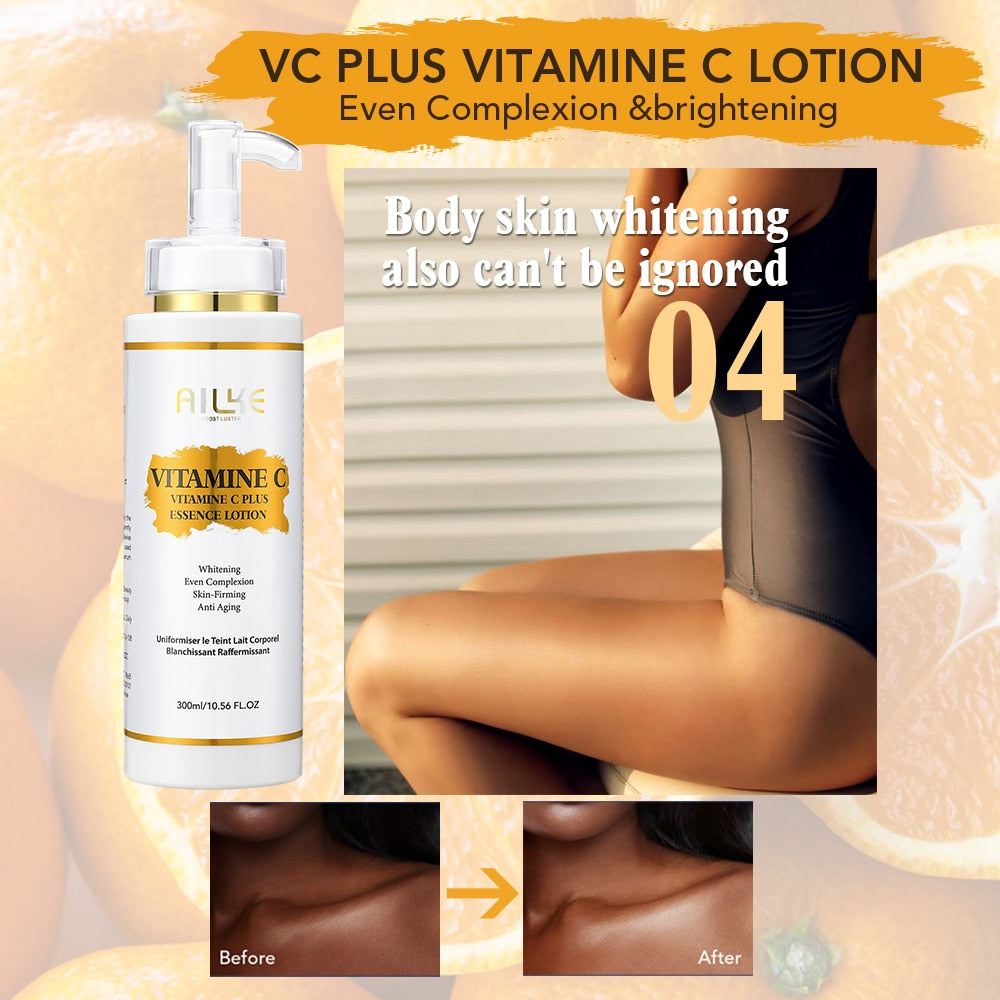 AILKE Vitamin C Body Lotion 200ml product display for brightening firming and daily hydration.