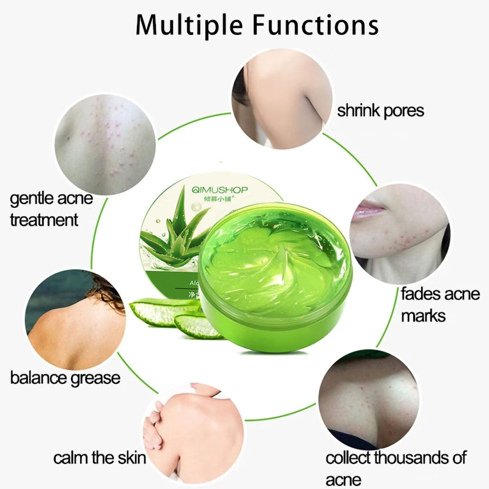 Aloe Vera Gel Moisture Face Cream applied to face and neck for deep soothing hydration.