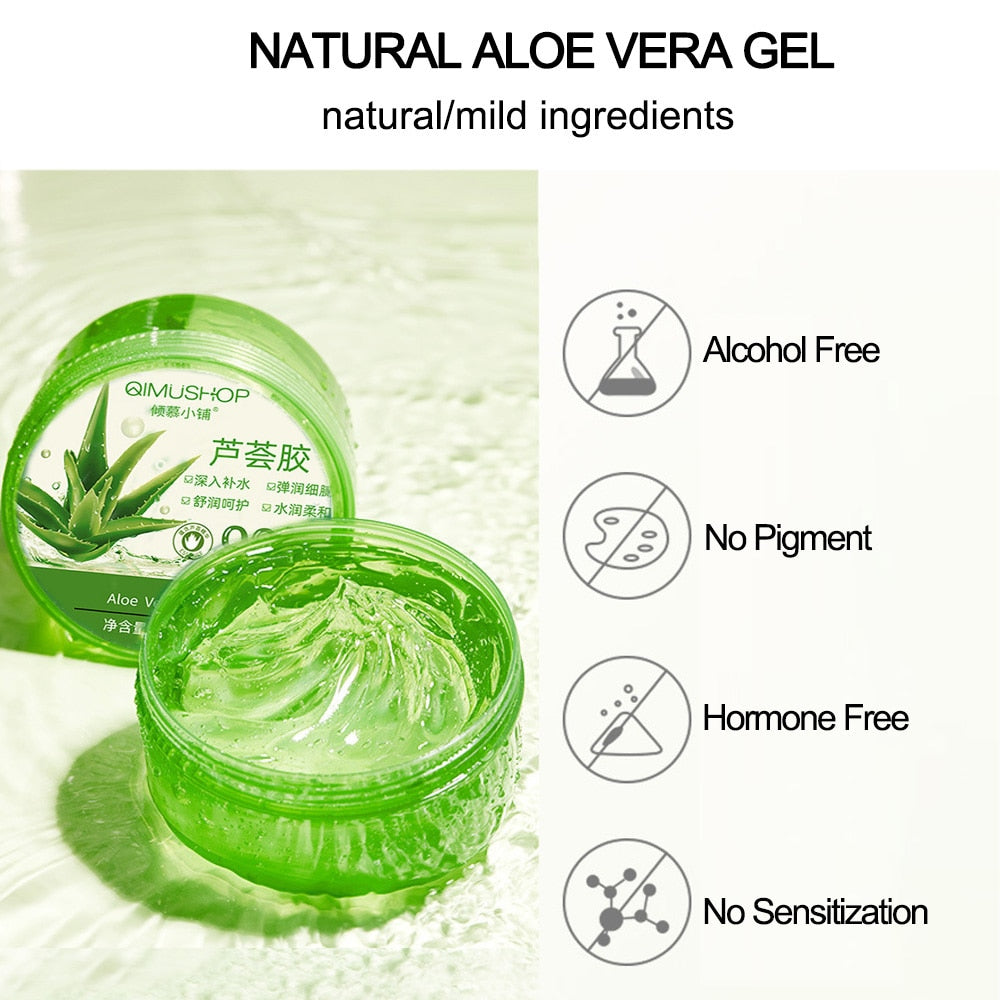 Aloe Vera Gel Moisture Face Cream skin hydration and soothing benefits display.