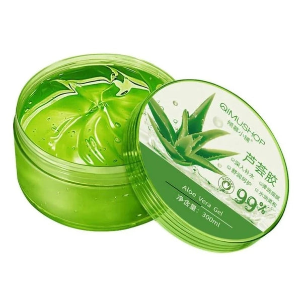 Aloe Vera Gel Moisture Face Cream 300g jar with 99% Korean aloe vera on white background.