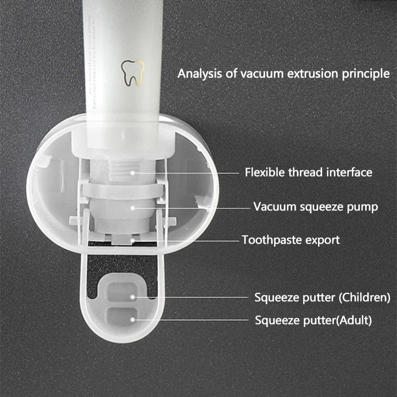 Automatic Toothpaste Dispenser adhesive tape installation without drilling on smooth wall surface.