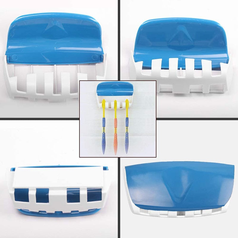 Automatic Toothpaste Dispenser Set keeping bathroom counter clutter-free and organized.