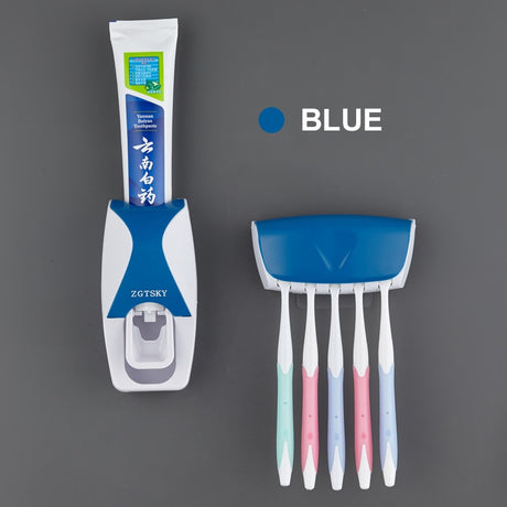 Automatic Toothpaste Dispenser Set in hotel or guest bathroom for neat and hygienic presentation.