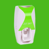 Automatic Toothpaste Dispenser Set installation steps showing suction cup press and mount.