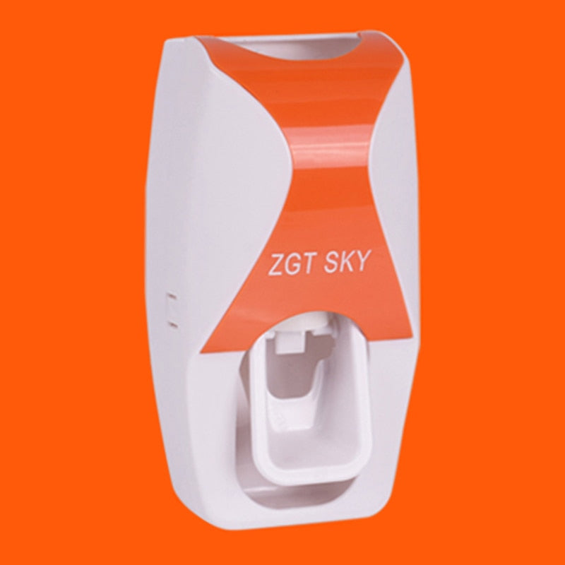 Automatic Toothpaste Dispenser Set wall-mounted view showing compact space-saving bathroom organizer.