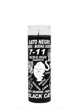 BLACK CAT All-Purpose 7-Day Candle black glass candle for spiritual work, candle rituals, and daily devotional use.