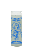 Blessed Mary White 7-Day Candle glass prayer candle for devotion, peace, and spiritual reflection.