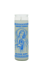 Blessed Mary White 7-Day Candle glass prayer candle for devotion, peace, and spiritual reflection.