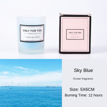 Calming aromatherapy candle in glass vessel for bedtime relaxation, meditation, and tranquil room scent.
