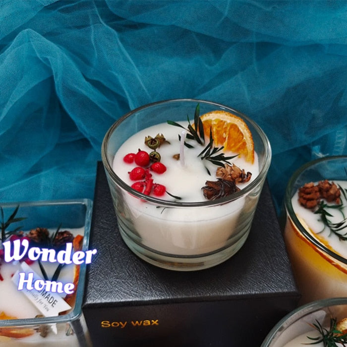 Decorative glass cup soy wax candle for home scenting, table décor, and relaxing evening use.