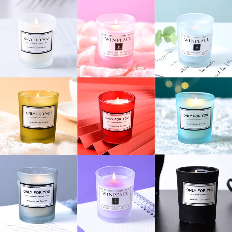 Glass aromatherapy candle for stress relief, soothing scent diffusion, and everyday home use.