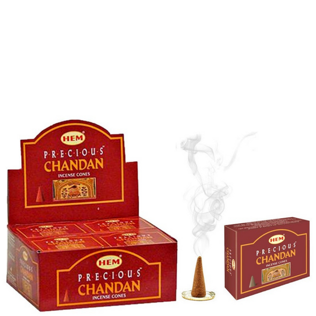 Hem Precious Chandan Incense Cone - warm sandalwood fragrance cone incense