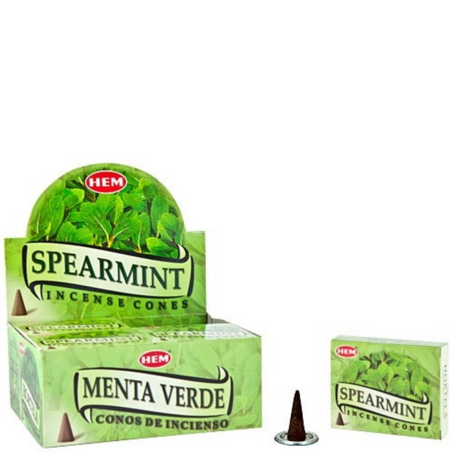 Hem Spearmint Cone Incense - crisp refreshing minty fragrance cone incense
