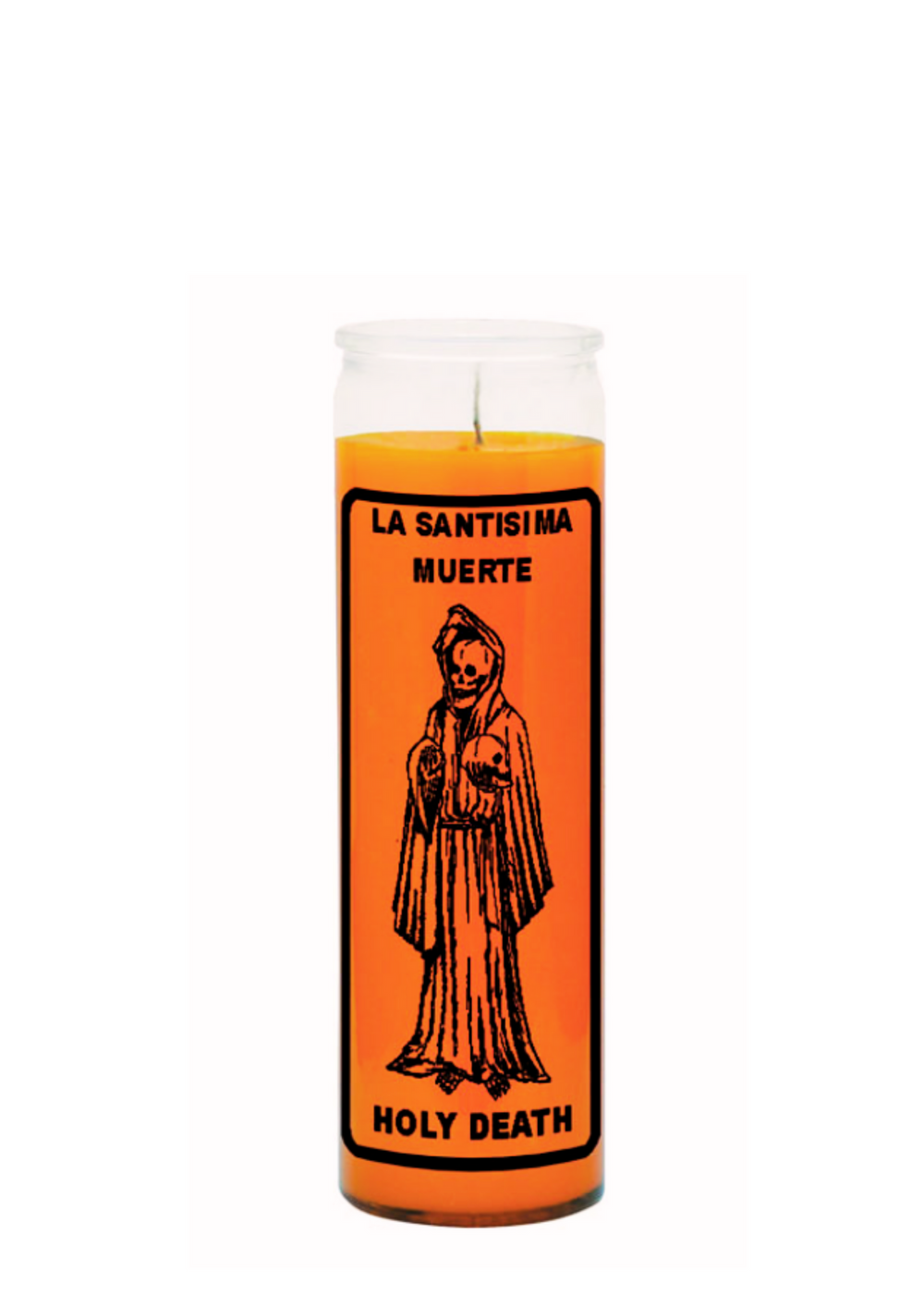 LA SANTISIMA MUERTE-HOLY DEATH orange 1 color 7 day candle for prayer, devotional rituals, and spiritual altar use.