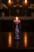La Santisima Muerte Holy Death purple 7 day candle for prayer, spiritual devotion, and altar use.