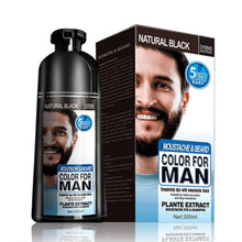 Natural Long Lasting Permanent Beard Dye Shampoo 200ml bottle for black beard and hair coloring.