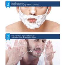 Natural Long Lasting Beard Dye Shampoo application on dry beard for even black color coverage and blending.