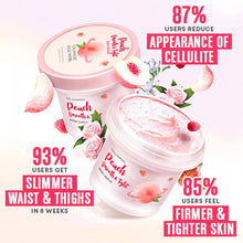 Peach Body Whitening Scrub with natural peach powder and walnut shell ingredients for gentle exfoliation.