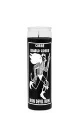 Run Devil Run black 7 day candle in glass jar for spiritual protection, reversal work, and ritual use.