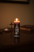 Saint Anthony brown 7 day candle glass jar candle for prayer, devotion, and spiritual altar use.