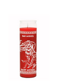 Saint Michael red 7-day candle for spiritual protection, peace, and prayer use.