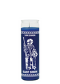 Saint Simon blue 7 day candle in glass jar for prayer, devotional use, and spiritual altar work.