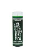 Saint Simon Green 7-Day Candle glass prayer candle for renewal, peace, and spiritual growth practice.