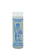 Saint Simon White 7-Day Candle glass prayer candle for peace, spiritual light, and devotional use.