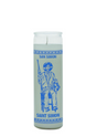 Saint Simon White 7-Day Candle glass prayer candle for peace, spiritual light, and devotional use.
