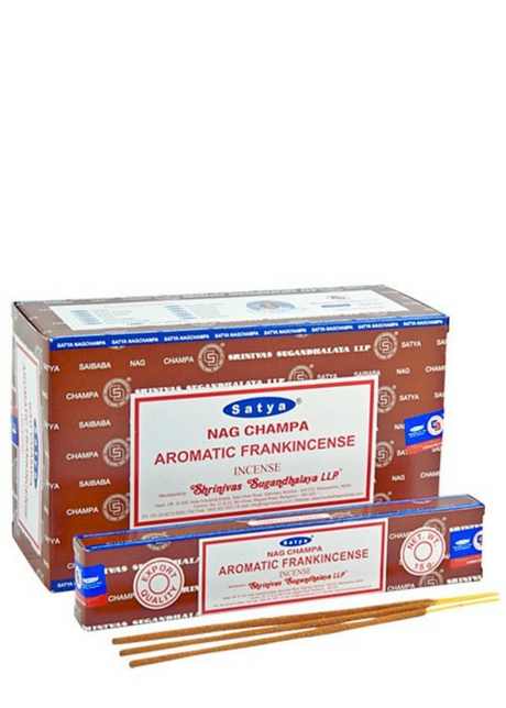 Satya Nag Champa Aromatic Frankincense Incense - floral woody frankincense fragrance