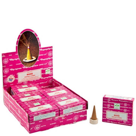 Satya Rose Dhoop Cone Incense - sweet floral rose fragrance cone