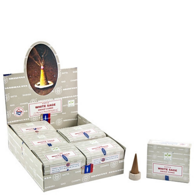 Satya White Sage Dhoop Cone Incense - earthy cleansing fragrance cone