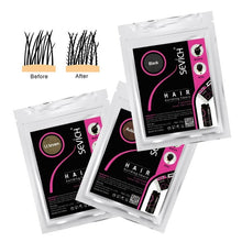 Sevich 100g Hair Building Fibers before and after comparison showing added hair volume and coverage.